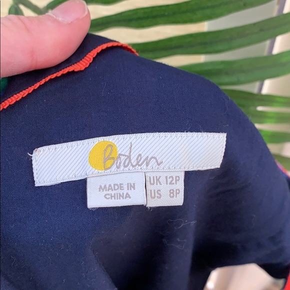 Boden Midi-Dress, Navy Orange Floral Pattern Dress, Sleeveless Business Casual - Picture 16 of 16